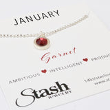 Stash Silver January Birthstone Garnet Crystal Necklace