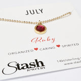 Stash Gold July Birthstone Ruby Crystal Necklace