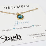 Stash Gold December Birthstone Blue Zircon Crystal Necklace