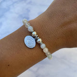 Silver Seashell Light Blue Agate Stone Bracelet