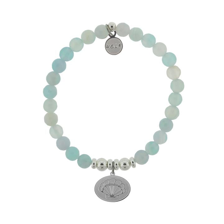 T. Jazelle Help Silver Seashell Light Blue Agate Stone Bracelet