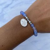 Silver Starfish Sky Blue Agate Stone Bracelet