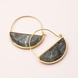 Gold Labradorite Prism Hoop Earrings