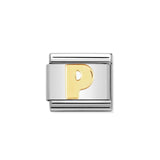 Nomination Classic Letter P in Stainless Steel with 18k Gold