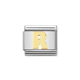 Nomination Classic Letter R in Stainless Steel with 18k Gold