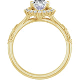 14k Gold Vintage Inspired Oval Halo Diamond Engagement Ring