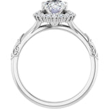 14k Gold Vintage Inspired Oval Halo Diamond Engagement Ring
