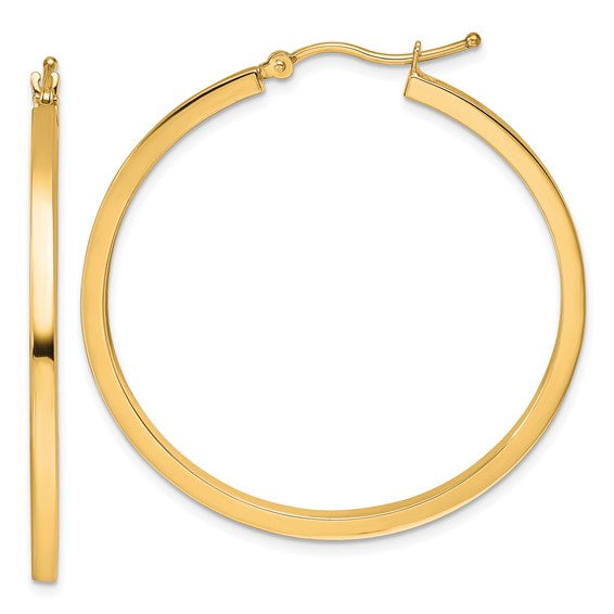 Nespoli Jewelers 10K Yellow Gold Square Polished 2mm Hoop Earrings