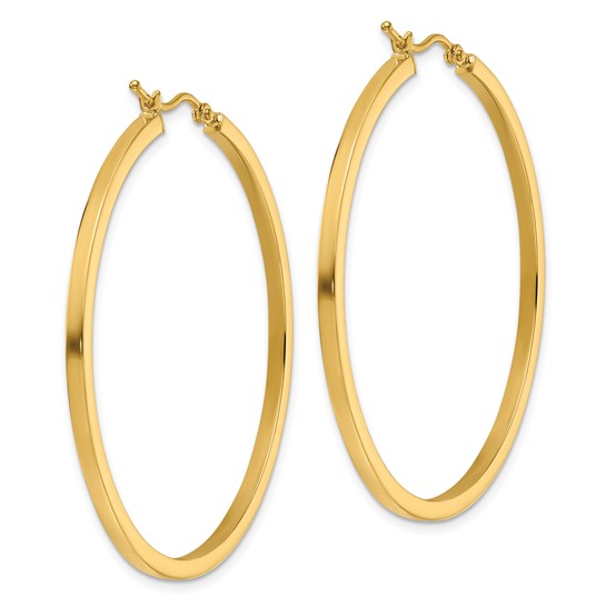 10K Yellow Gold Square Polished 2mm Hoop Earrings