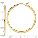 10K Yellow Gold Square Polished 2mm Hoop Earrings