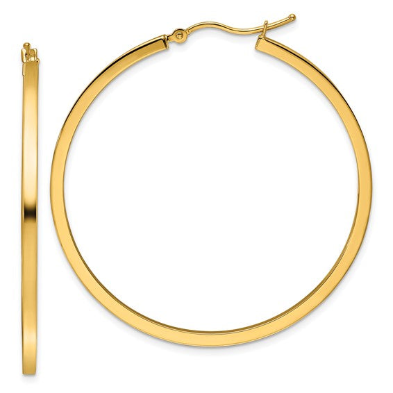 Nespoli Jewelers 10K Yellow Gold Square Polished 2mm Hoop Earrings