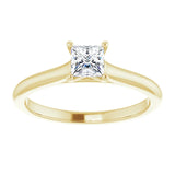 14K Gold Square Solitaire Engagement Ring Mounting