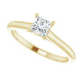 14K Gold Square Solitaire Engagement Ring Mounting