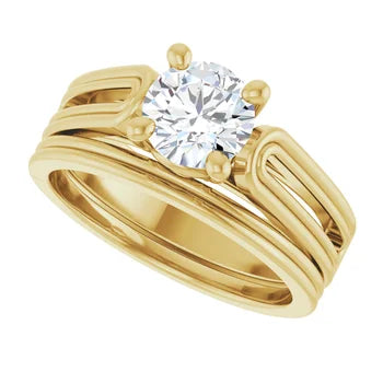14K Gold Round Solitaire Engagement Ring Mounting