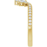 14K Gold .25ct Diamond Accented Contour Wedding Band