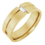 14K Yellow 0.125ct Diamond Notched Wedding Band