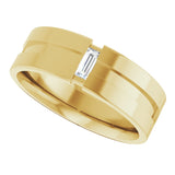 14K Yellow 0.125ct Diamond Notched Wedding Band