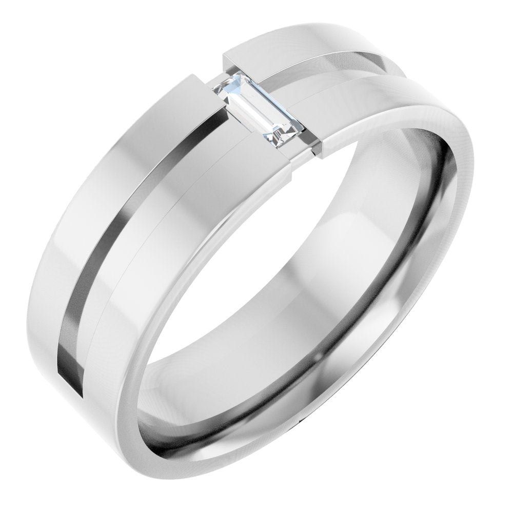 14K Yellow 0.125ct Diamond Notched Wedding Band