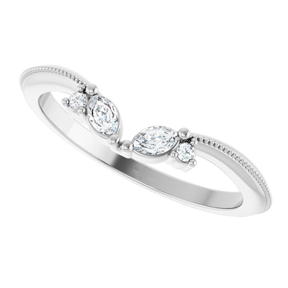 14K Gold .13ct Diamond Contour Wedding Band