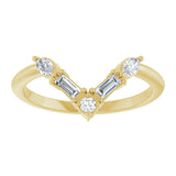 14K Gold .25ct Natural Diamond V Bar Wedding Band