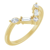 14K Gold .25ct Natural Diamond V Bar Wedding Band