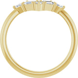 14K Gold .25ct Natural Diamond V Bar Wedding Band