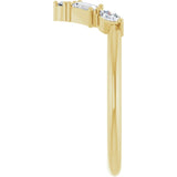 14K Gold .25ct Natural Diamond V Bar Wedding Band