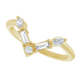 14K Gold .25ct Natural Diamond V Bar Wedding Band