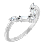 14K Gold .25ct Natural Diamond V Bar Wedding Band