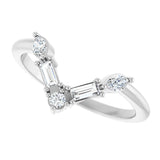 14K Gold .25ct Natural Diamond V Bar Wedding Band