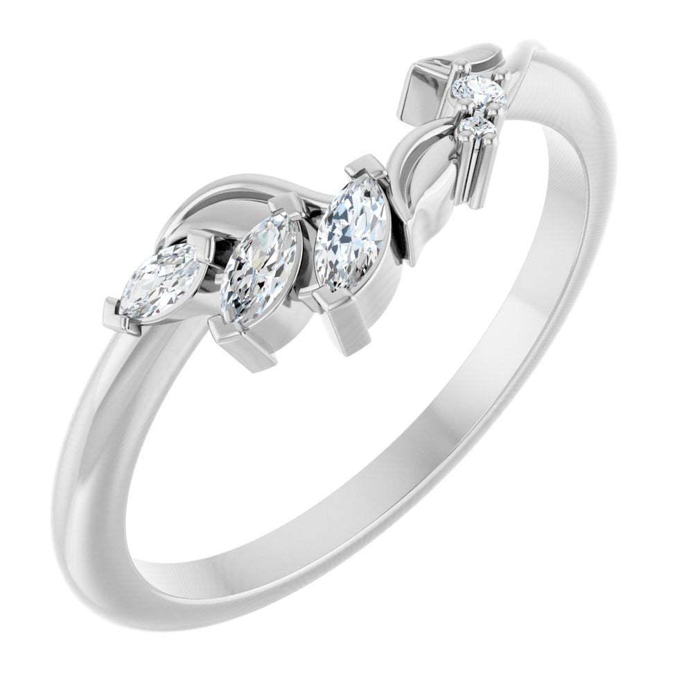 14K Gold .2ct  Diamond Asymmetrical Contour Wedding Band