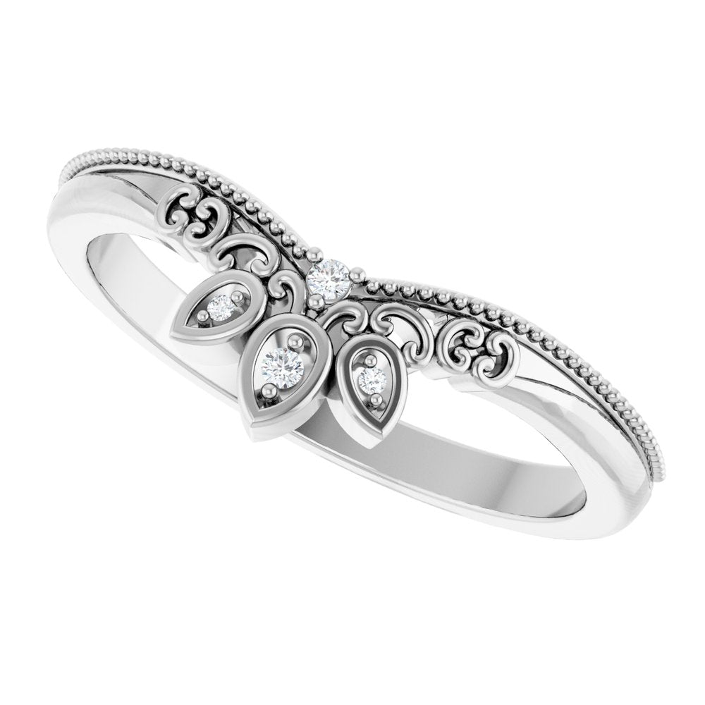 14K Gold .02ct Diamond Contour Wedding Band