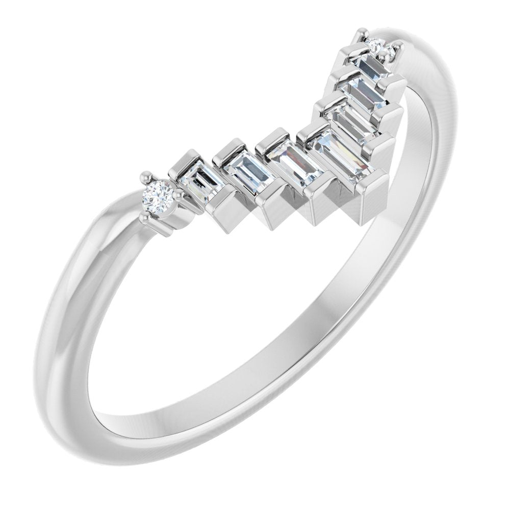 14K Gold .08ct Diamond Contour Wedding Band