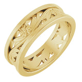 14k Gold Nature Inspired Floral Wedding Band