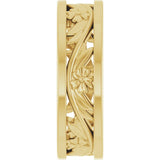 14k Gold Nature Inspired Floral Wedding Band