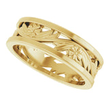 14k Gold Nature Inspired Floral Wedding Band