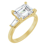 14k Gold East West Emerald Engagement Ring