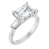 14k Gold East West Emerald Engagement Ring