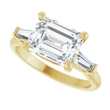 14k Gold East West Emerald Engagement Ring