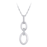 Sterling Silver .04ct Diamond Double Oval Pendant Necklace