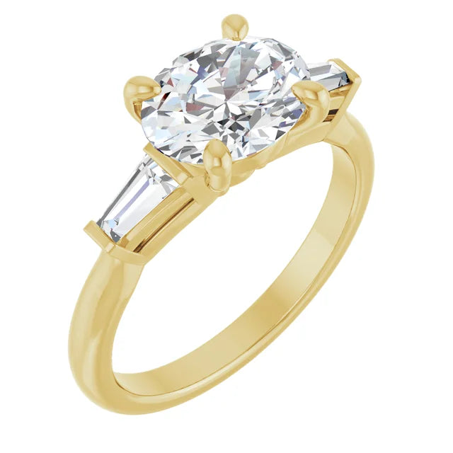 14k Gold East West Oval Engagement Ring