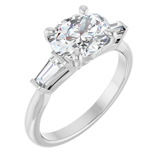 14k Gold East West Oval Engagement Ring
