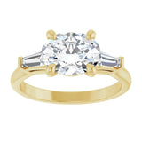 14k Gold East West Oval Engagement Ring