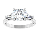 14k Gold East West Oval Engagement Ring
