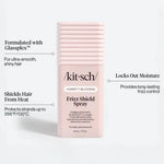 Kitsch Frizz Shield Spray bottle with product features on a white background