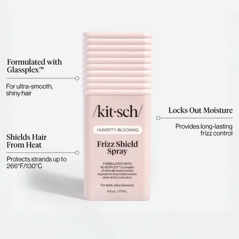 Kitsch Frizz Shield Spray bottle with product features on a white background