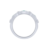 14k White Gold Emerald & .13ct Diamond Band