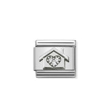 Nomination Home with Heart Charm with CZ Stainless Steel & 925 Silver