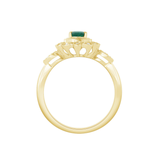 14k Yellow Gold Oval Emerald & .12ct Diamond Ring
