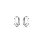FYB Maude silver huggie hoop earrings with a smooth polished finish